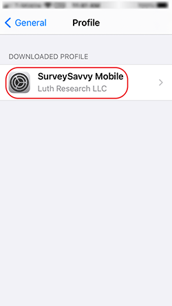 Then tap on the SurveySavvy Mobile Profile